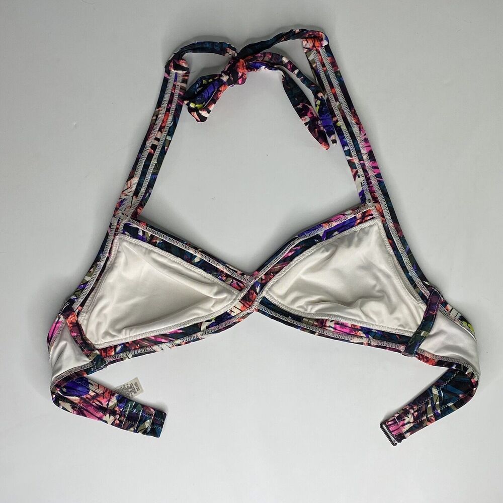 Pink Floral Bikini Top Sz S AA-C Victorias Secret Halter Embroidered Watercolor - Picture 6 of 14